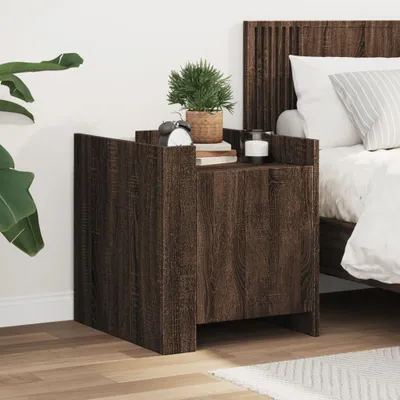 Image de vidaXL Table de nuit marron imitation chêne 45x50x50 cm bois composite