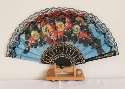 Produktbild von 020-11 Fächer-spanisch-schwarz-Blume-bunt pvc