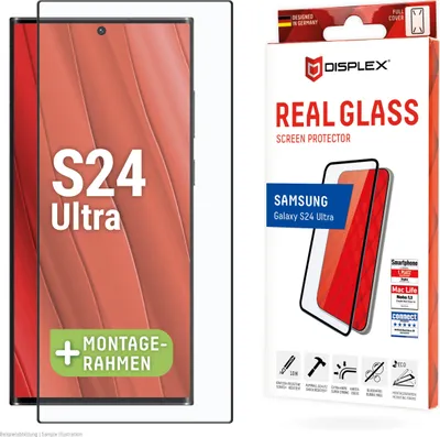 Produktbild von Displex Panzerglas (10H) für Samsung Galaxy S24 Ultra, Eco-Montagerahmen, Full Cover, Samsung, Galaxy S24 Ultra, Trockene Anwendung, Staubresistent, Schlagfest, Kratzresistent, Schockresistent, Transparent, 1 Stück(e)
