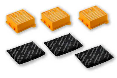 Productafbeelding van 3 x Hygiënisch microfilter HEPA + 3 x Actief geurfilter / koolstoffilter / motorbeschermingsfilter, compatibel met Vorwerk Tiger VT 260