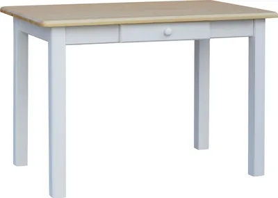 Immagine prodotto di Tavolo bianco con cassetto in legno di pino massiccio con piano laccato 100 x 60 cm