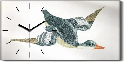 Produktbild von Dekor Leinwand Uhr Wandbilder Geräuschlos 60x30 Zeichnung Tier Vogel Ente Kunst - schwarze Hände