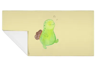 Produktbild von Mr. & Mrs. Panda Handtuch Schildkröte Pfeifen - Gelb Pastell - Geschenk, Motivation, 100x50, Neuanfang, gesichtshandtuch, Flauschtuch, 50x100, kleines, Schildkröten