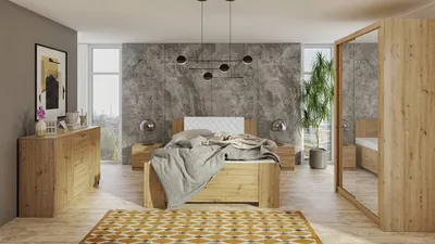 Obrázek produktu pro Ložnicová sestava s postelí 160x200 CORTLAND 1 - dub artisan / bílá