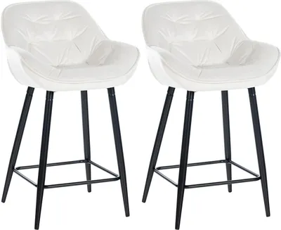 Produktbild von 2er Set Barhocker Gibson 76 Samt cremeweiß