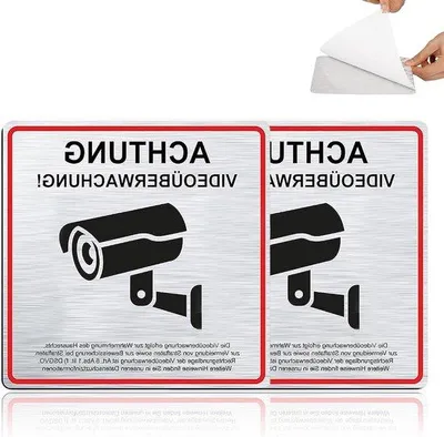 Obrázok produktu pre Nápis o kamerovom dohľade – sada 2 ks – 15 x 15 cm – samolepiaci – pre bezpečnostnú kameru alebo atrapu kamery