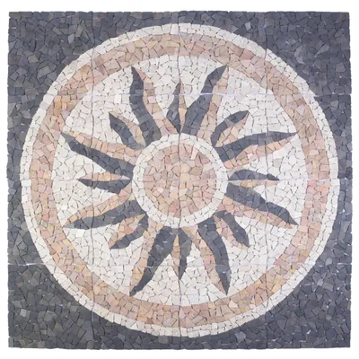 Produktbild von Mosaikfliesen Sonnenmuster Mehrfarbig 120 x 120 cm aus Marmor