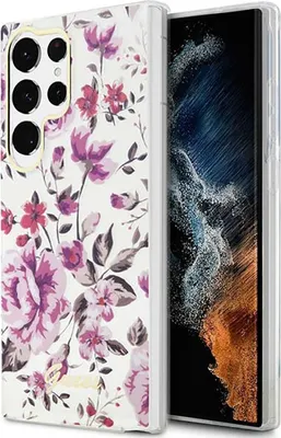 Produktbild von Etui Guess Guhcs23Lhcfwst S23 Ultra S918 - Białe Flower Collection