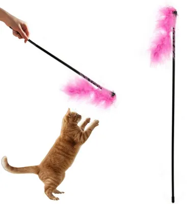Produktbild von Interaktives Katzenspielzeug mit Glöckchen und rosa Federn