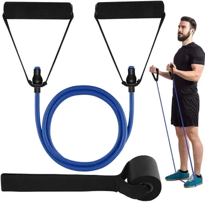 Obrázek produktu pro Jednotlivé odporové pásky s úchyty – fitness pásky, tréninkové pásky, pásky s odporem pro fyzioterapii, odporové pásky – modré