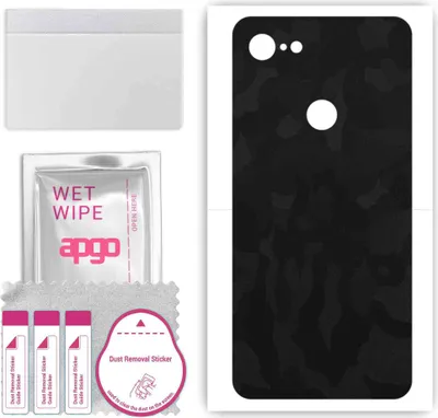 Produktbild von apgo Rückseite Schutzfolie, Skin, kompatibel mit Google Pixel 3, Hinten Displayschutzfolie aus Vinylfolie, kratzfest, einfache Montage - Schwarzes Tarnmuster