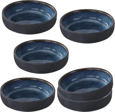 Zdjęcie produktu dla Ceramiczne miseczki, 6 sztuk, ciemnoniebieskie, nadające się do mycia w zmywarce.