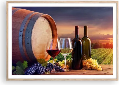 Produktbild von Gerahmtes Poster - Rahmen in heller Eiche - Wein Weinberg Sommer - 100x70 cm - Wand Bild - Wanddeko - Wandbilder - Wandposter - Bilderrahmen - Bilder - Kunstdruck - Wandbild - P2NAA100x70-4125