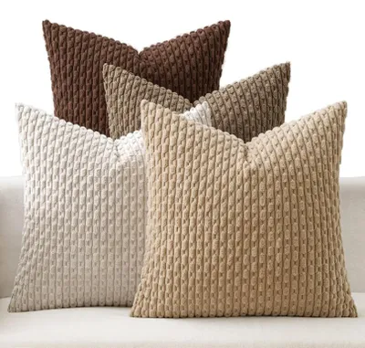 Produktbild von Kissenbezüge - 4 Stück - 45 x 45 cm - Cord-Kissenbezüge mit Reißverschluss - quadratisch - Ohne Kissenfüllung - Für Sofa, Schlafzimmer und Auto