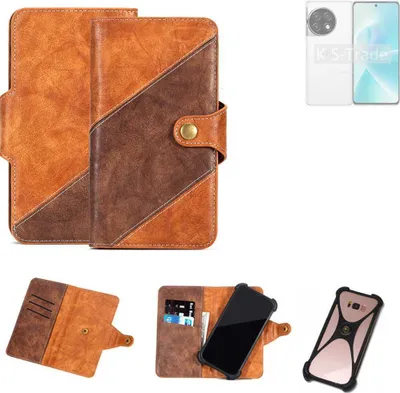 Produktbild von K-S-Trade Handyhülle Schutzhülle Bookstyle Case Wallet-Case kompatibel mit OnePlus 12R Cover Klapphülle Kantenschutz Smartphone dunkelbraun braun