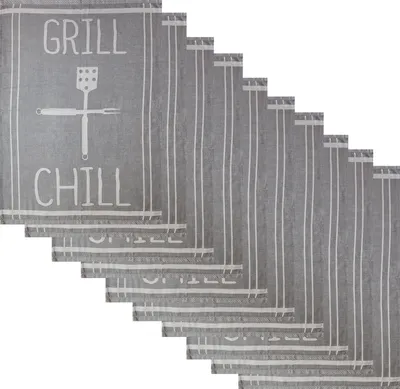 Produktbild von 10 Stück Geschirrtücher, ca. 50 x 70 cm, 100% Baumwolle, Geschirrtuch, Trockentuch, grau, Grill+Chill