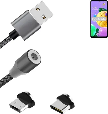 Produktbild von K-S-Trade Hochwertiges Magnet-Lade-kabel Sync-Kabel Daten-Kabel für LG Electronics K52 mit USB-Typ-C-Anschluss und Micro-USB-Anschluss 2A bis zu