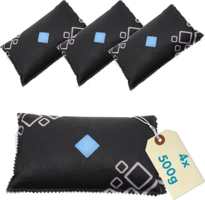Produktbild von 4er Set Feuchtigkeitskissen für Auto Entfeuchter Extra Stark Luftentfeuchter Auto Entfeuchter Kissen wiederverwendbar Autoentfeuchter Feuchtigkeitskissen 4 x 500 g
