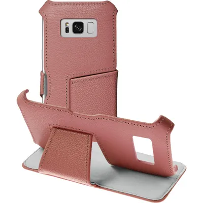 Produktbild von PhoneNatic Echt-Lederhülle kompatibel mit Samsung Galaxy S8 - Leder-Case pink + flexible Folie