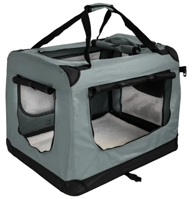 Produktbild von Faltbare Hundebox Transporttasche Transportbox Auto Katze Hunde Kaninchen Dunkelgrau Große Kleine Box Bag Klein Auto Tasche Transport 7 Größen S - XXXXL Petigi, Größe:L (70 x 52 x 51 cm)