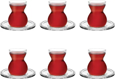 Produktbild von Pasabahce Bekata 12-częściowy turecki zestaw szklanek do herbaty ze spodkami 12 ml Cay Bardagi szklanka do herbaty przezroczysta