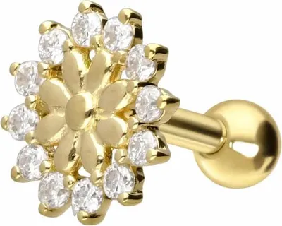 Produktbild von Ohrpiercing 14/18 Karat Gold Ohrpiercing MOISSANITE + BLUME