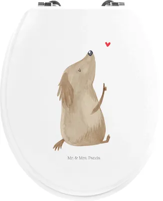 Produktbild von Mr. & Mrs. Panda WC Sitz Hund Liebe - Weiß - Geschenk, Hunde, Toilettendeckel, WC-Sitz, klo deckel, Klobrille, Klo-Deckel, Herz, Sprüche