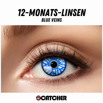 Produktbild von 12 Monatslinsen Blue Veins Blau Weiß Motivlinse