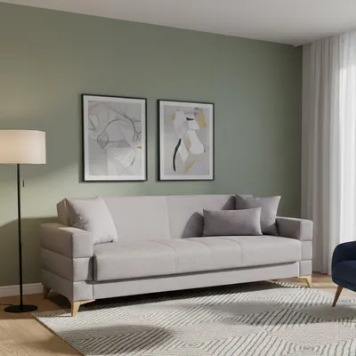 Image de Nogara - Canapé-lit 3 Places, 222x88 cm Gris, Coffre