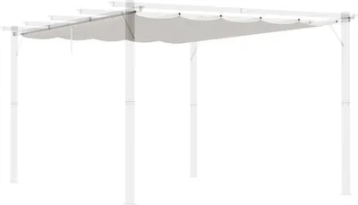 Obrázek produktu pro Střecha pergoly – krytina – roztažitelná – polyester – 3,5 x 2,6 m – 10 odtokových otvorů – krémová