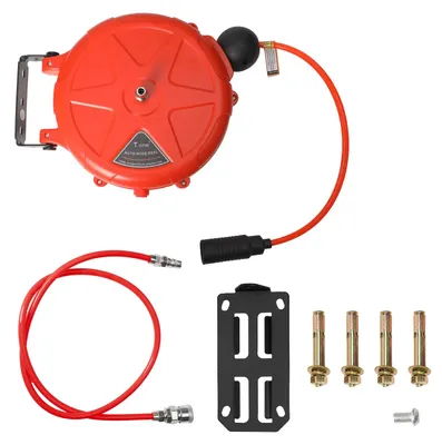 Produktbild von Druckluftschlauch-Aufroller - Automatischer Rücklauf - 10 m - Wandmontage - Schwenkbare Halterung - Schnellkupplung - Rot