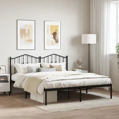 Produktbild von The Living Store Bettgestell mit Kopfteil Metall Schwarz 180x200 cm
