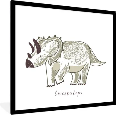 Produktbild von MuchoWow® Gerahmtes Poster Kinderzimmer - Triceratops - Dinosaurier - Jungen - Mädchen - Kinder 40x40 cm - Poster mit Schwarzem Bilderrahmen Wandposter Rahmen Foto Bilder - Mit Rahmen - Wanddekoration Schlafzimmer