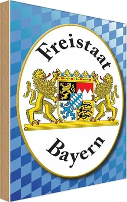 Produktbild von vianmo Holzschild 30x20 cm Freistaat Bayern Wappen Flagge Fahne