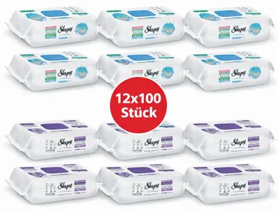 Zdjęcie produktu dla Chusteczki do czyszczenia powierzchni Sleepy Easy Clean – 6 x 100 szt. Orchidea + 6 x 100 szt. Ocean | Fronty z wysokim połyskiem