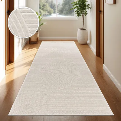 Produktbild von TT Home In-& Outdoorteppich Wetterfest Balkon Schlafzimmer Boho Skandi Motiv Unifarben Geometrische Optik Moderner Style Größe 80x150 cm