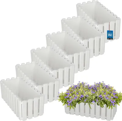 Immagine prodotto di KOTARBAU® 6 pezzi Fioriera da Esterno Vaso Fiori Plastica 38 x 18 x 16 cm Bianco Fioriera da Balcone Vaso Rettangolare da Esterno Vasi per Piante