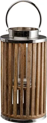 Produktbild von Windlicht - Braun - Holz - Metall - 20 x 40 cm - mit Griff