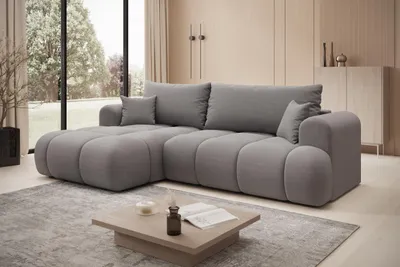Produktbild von Ecksofa TREVIO Links in Grau  260 × 93 x 165 cm – Modernes Designsofa mit Ottomane