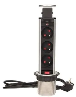 Obrázek produktu pro Výsuvná lišta ORNO OR-AE-1347 3 zásuvky, 1,8m, stříbrná