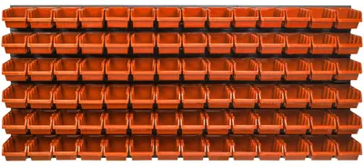 Zdjęcie produktu dla Półka narzędziowa – organizer do montażu na ścianie – 84 przegródki – 175 x 78 cm – idealna do garażu, warsztatu i magazynu
