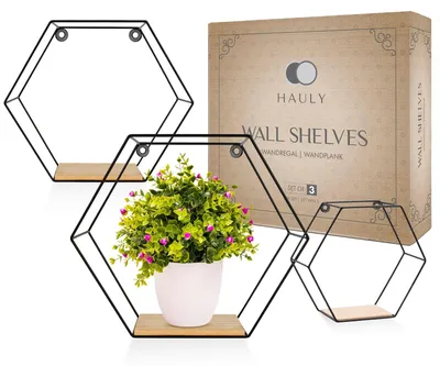 Imagen del producto de Estantería hexagonal para pared - Juego de 3 piezas - Metal