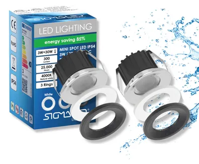 Mini LED Inbouwspot 3W dimbaar IP54, 4000K, 300lm, 2 Stück