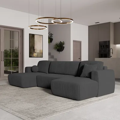 Produktbild von Masseno Ecksofa SENTUM P mit Schlaffunktion U-Form, Sofa mit Bettkasten, Wohnzimmersofa, Couch, Soffa, Bettsofa, Couchgarnitur- Grau, POSO 34