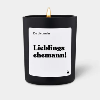 Produktbild von ChattyCandles Duftkerze Schwarz Woody Du bist meine Lieblingsehemann!