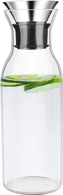 Produktbild von Borosilikatglas-Karaffe mit tropffreiem Deckel, 1,5 l, für Herd geeignet, 1,5 l, Glaskaraffe, Eis-Tee-Maker, Saft-Glaswaren