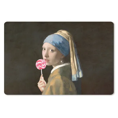 Produktbild von MuchoWow® Mauspad Mousepad Mädchen mit Perlenohrring - Johannes Vermeer - Lollipop 27x18 cm - Mousepads - Maus Mat - Pad - Mausunterlage - Büroartikel - Desk Matten