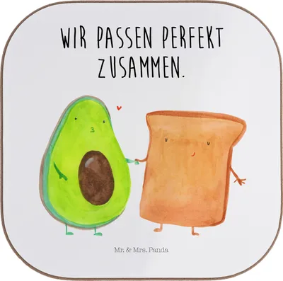 Produktbild von Mr. & Mrs. Panda Holzuntersetzer Avocado Toast - Weiß - Geschenk, Coaster, Hochzeit, Untersetzer Gläser, für, Getränkeuntersetzer, Liebe, Hochzeitsgeschenk