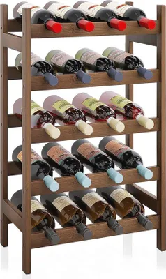 Image de Casier à vin en bambou pour 20 bouteilles, étagères de rangement pour la cuisine, la cave ou le bar