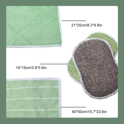 Produktbild von 12er Bambusfaser Reinigungstücher für Küche, Bad & Fenster | Fusselfrei, streifenfrei, saugstark | 60°C waschbar & trocknertauglich